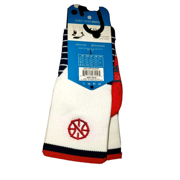 New Orleans Pelicans Stance White Arena Logo Crew Socks Lot of 2 Size Small - Picture 2 of 2